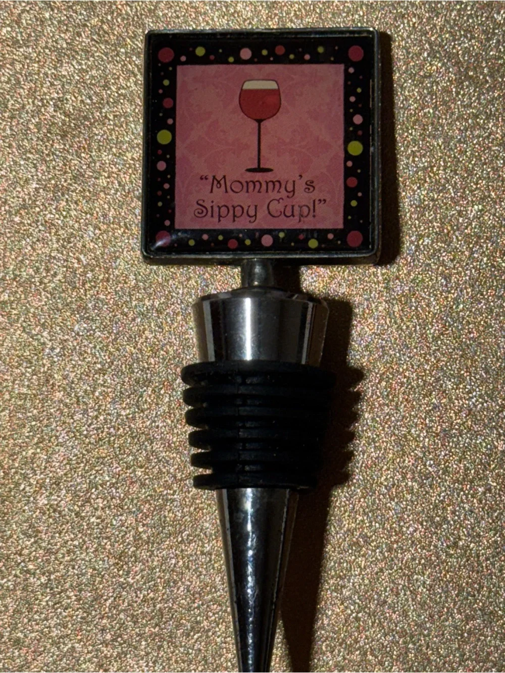 Mommy's Sippy Cup Pink Wine Bottle Stopper - Novelty Home Party Accessory